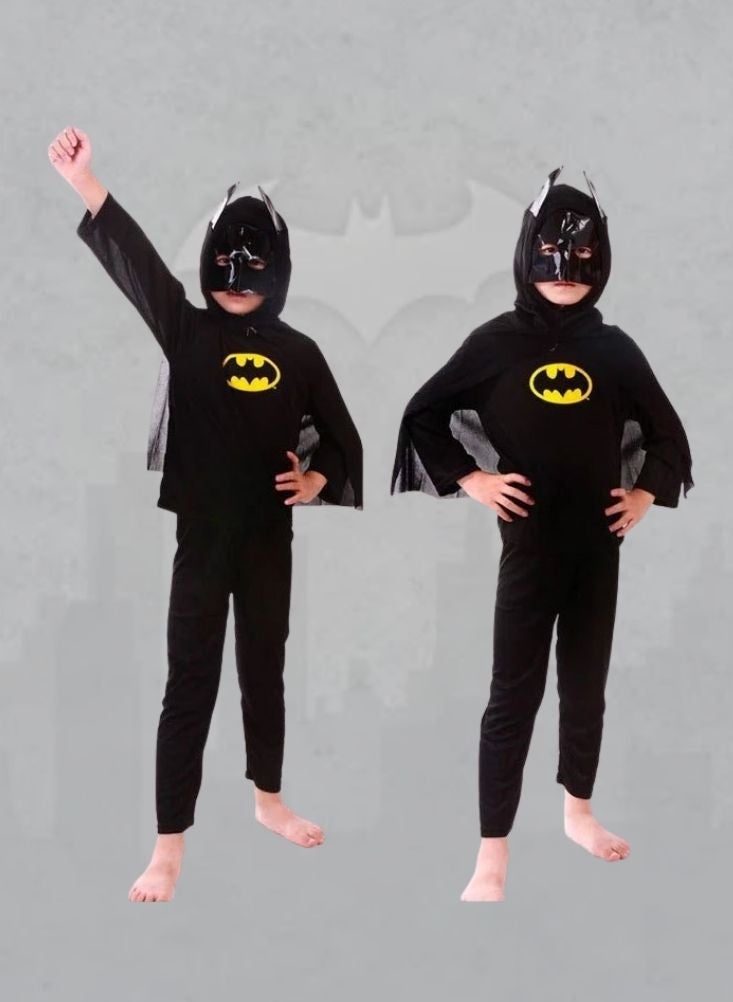 بريميم طقم زي باتمان للأطفال – فستان بطل خارق مع قناع للحفلات التنكرية واللعب - Image 1